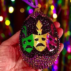 Easter Egg Decoration, Mardi Gras Beaded Ornament, Easter Gift, Spring Basket